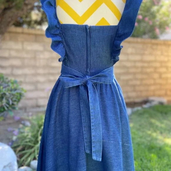Vintage Gunne Sax ruffle prairie denim dress - Picture 10 of 16